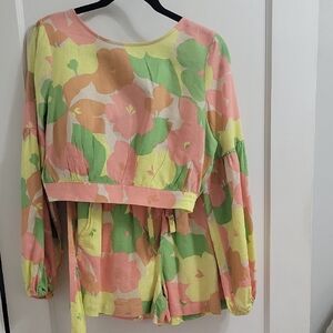 Vibrant Floral Tie-Waist Top